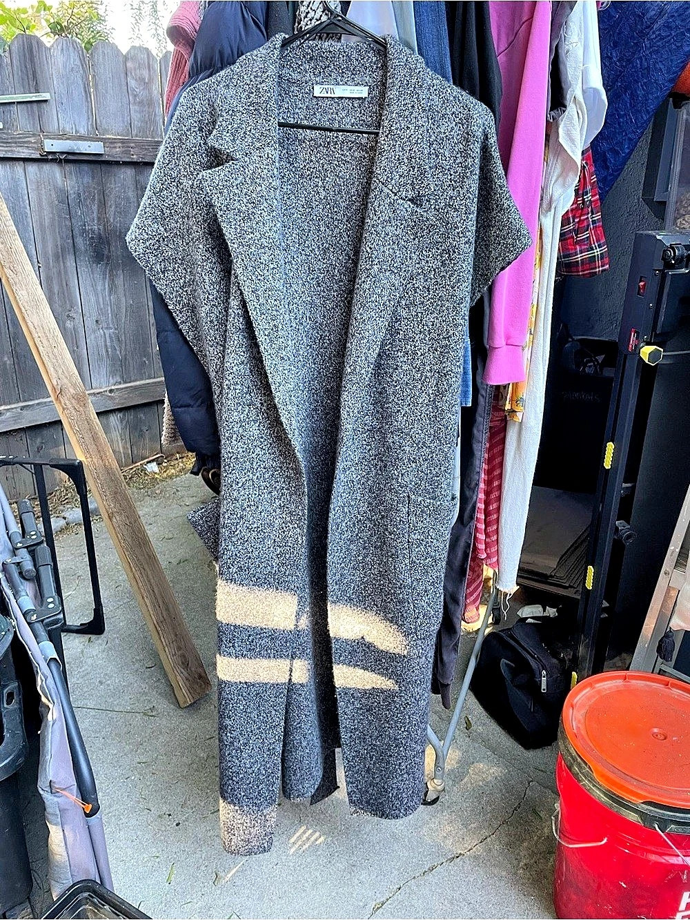 Zara Belted Knit Cape Gray Small